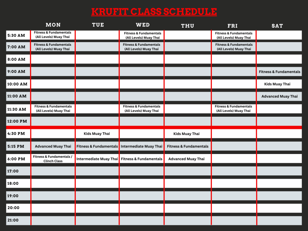 KruFit Class Schedule Graphic